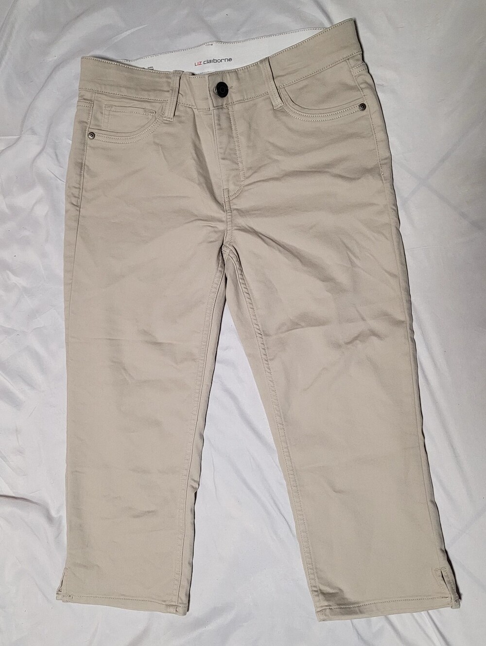 Liz Claiborne Khaki Crop Pants, Size 10